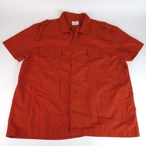 Mutual Weave Shirt Mens XX Large Orange Short Sleeve Linen‎ Blend Camp Outdoors
